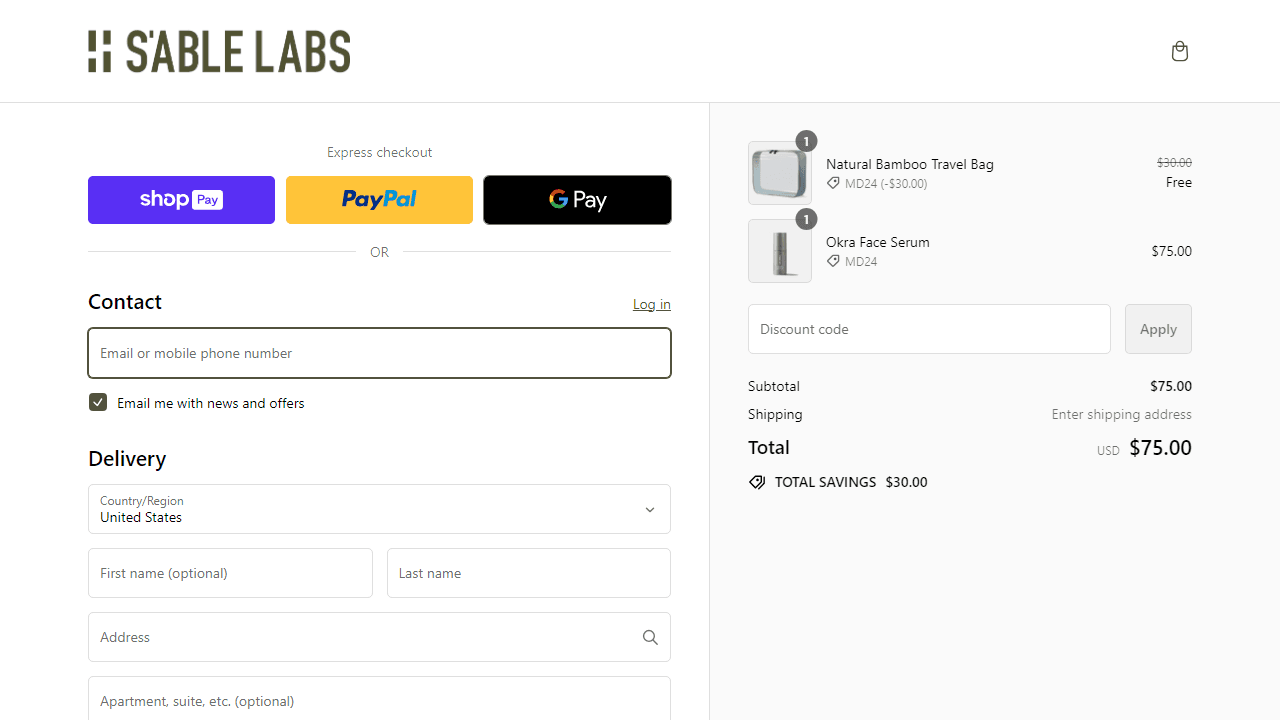 How to apply SABLE Labs coupon code